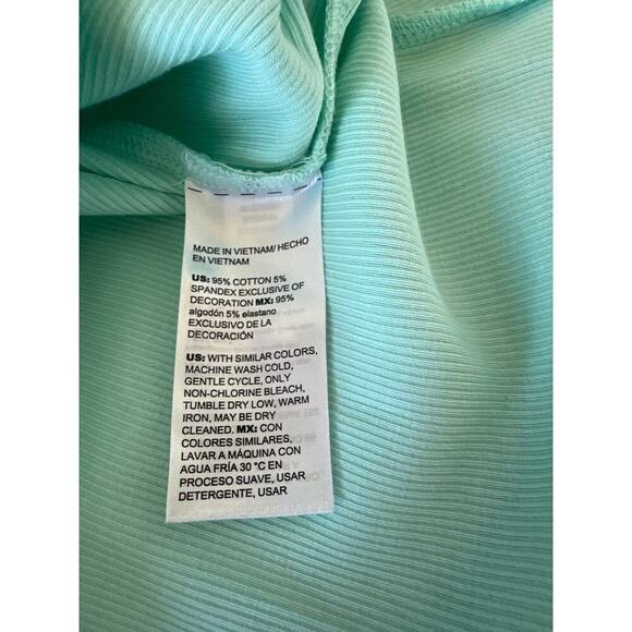 Chico's Turquoise Ribbed Crochet- Trimmed Tank, Size L - Picture 6 of 6